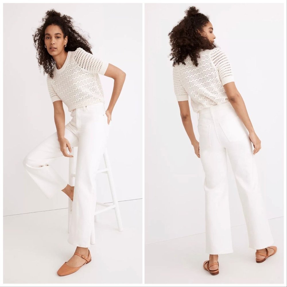 Madewell Perfect Fit Wide Leg Crop Jeans in Tile White Jeans